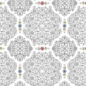 Papel de Parede arabesco preto e branco com detalhes