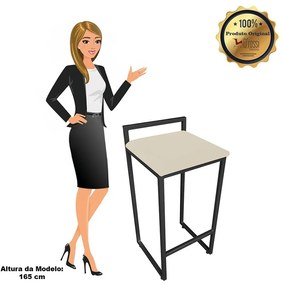 BANQUETA ALTA LAVINIA SUEDE BASE PRETO D - Bege
