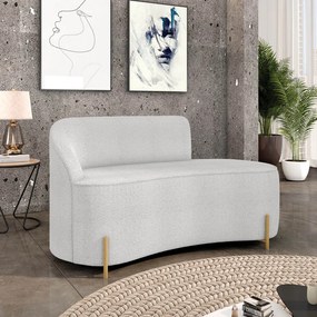 Sofá 2 Lugares Orgânico 140cm Pé Aço Lateral Dourado Morgan Bouclê D03 - D'Rossi  - Cinza