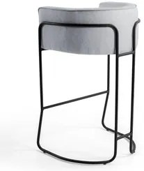 Kit 2 Banquetas Decorativas Base Aço Preto Betina Linho D-315 Cinza Ge