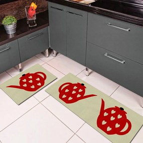 Jogo de Tapete de Cozinha, Heart Tea - 2 Pças