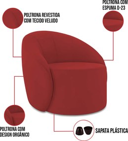 Poltrona Decorativa Orgânica Lua Veludo D03 - D'Rossi - Marsala