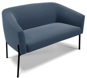 Namoradeira e 2 Poltronas Pé de Ferro Preto Stella Suede D03 - D'Rossi - Azul Marinho