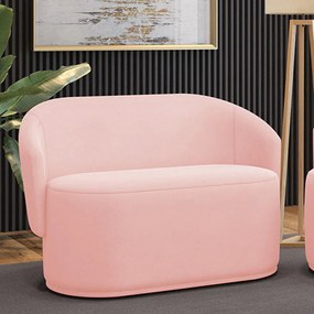 Sofá 2 Lugares Namoradeira Orgânica para Sala Malu Suede M11 - D'Rossi - Rosa Bebê