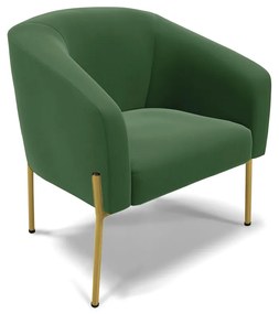 Namoradeira e 2 Poltronas Pé de Ferro Dourado Stella Suede Verde  D03 - D'Rossi