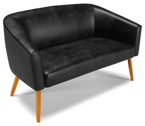 Sofá Namoradeira e Poltrona Giratória MA30 Stella Sintético PU Preto D03 - D'Rossi