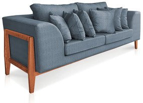 Sofá 02 Lugares Lucy 2,25m Base Madeira C05 - D'Rossi - Bege