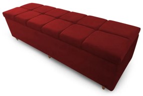 Calçadeira Baú Casal King 195cm Veneza Veludo Bordô - Sheep Estofados - Vermelho escuro