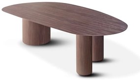 Mesa de Jantar Sahara em Lâmina de Nogueira com Tampo Orgânico e Bases Cilíndricas Design by Studio 3 Design