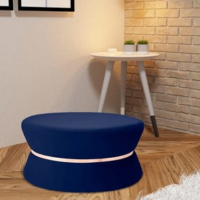 Kit 02 Puffs Decorativo Sala de Estar 95cm Dhaka Veludo Azul Bic G15 - Gran Belo
