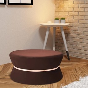 Kit 02 Puffs Decorativo Sala de Estar 95cm Dhaka Veludo Marrom G15 - Gran Belo