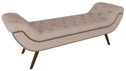Puff Recamier Calçadeira 160cm Pés Palito Madeira Vêneto Z37 Linho Beg