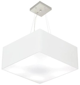 Lustre Pendente Quadrado Md-4065 Cúpula em Tecido 30/70x70cm Branco - Bivolt