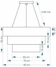 Lustre Pendente Triplo Quadrado Md-4165 Cúpula em Tecido Algodão Crú - Bivolt