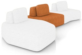 Sofá 3 Lugares Orgânico com Chaise e 2 Módulos Berlim Bouclê Off White/Caramelo K01 - D'Rossi