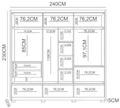 Guarda Roupa Casal 6 Portas 5 Gavetas 240cm Arizona Z17 Freijó/Off Whi