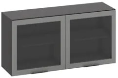 Armário Aéreo 120cm 2 Portas de Vidro Grace Grafite Z44     - Mpozenat