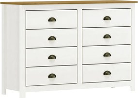 Cômoda Decorativa 8 Gavetas Madeira Maciça Osiris Branco/Freijó - G74 - Gran Belo