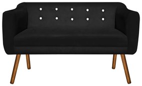 Kit 01 Namoradeira 02 Lugares e 02 Poltronas Giratória Julia Suede com Strass Base Madeira MM30 D'Rossi - Preto