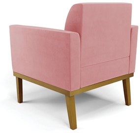 Sofá Namoradeira com Poltrona Base de Madeira Fixa Castanho Marisa Suede D03 - D'Rossi - Rose
