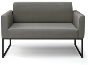 Sofá Namoradeira Base Industrial Preto Marisa Suede Grafite D03 - D'Rossi