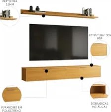 Rack TV 65 Pol. Suspenso 160cm 2 Portas Lila Cinamomo Z49   - Mpozenat