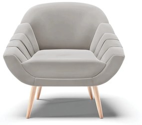 Kit 01 Namoradeira 02 Lugares e 02 Poltronas Giovana Veludo Cinza Pés Palito Natural - D'Rossi