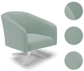 Poltrona Decorativa Giratória Cromada Stella Cotelê Int/Veludo D03 - D'Rossi - Menta