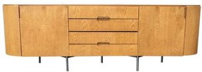 Buffet Mumbai 2 Portas 4 Gavetas cor Carvalho com Vidro Off White e Pés Grafite 240 cm - 64525 Sun House