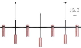 Pendente Trap Retangular 130X05X58Cm Tubos Fixo Assimetricos Metal Alu... (ROSE FOSCO)