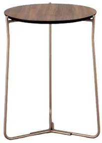 Mesa Lateral Svelte Baixa Tampo Nogueira Base Champagne - 78339 Sun House