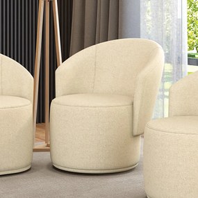 Poltrona Decorativa Orgânica Fixa para Sala Malu Linho M11 - D'Rossi - Bege