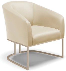Poltrona Decorativa Stella Base Industrial Champanhe Sintético Bege D03 - D'Rossi
