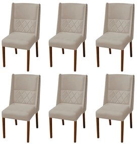 Kit 6 Cadeiras de Jantar Lecce Veludo Nude