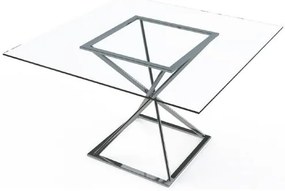 Mesa Jantar Torre Tampo Vidro Base Cromada 120cm - 40956 Sun House