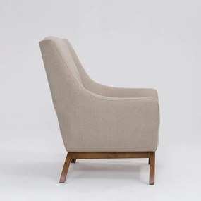 Poltrona Decorativa Mildred D07 Pés Madeira Linho Aveia - D'Rossi