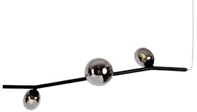 Pendente Olive Horizontal 155X34X18Cm 6Xg9 Preto Vidro Fumê - Usina Im...