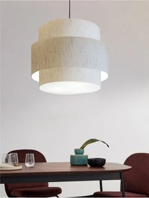 Lustre Pendente Cilíndrico Md-4384 Cúpula em Tecido Linho Bege Tam 50cm