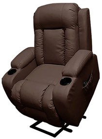 Poltrona do Papai Austin com Elevação Lift 150º Massagem Aquecimento PU Marrom Chocolate G31 - Gran Belo