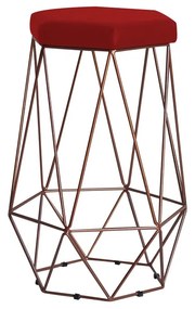 Banqueta Decorativa Rubel Base Bronze Suede Vermelho G41 - Gran Belo