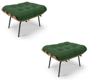 Kit 02 Puffs Costela Suede Base Metálica Preto - D'Rossi - Verde