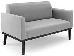 Sofá Namoradeira Base Madeira Preto Maressa Suede Cinza - Ibiza