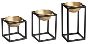 Kit 03 Cachepot Dourado com Suporte Metálico Preto - D'Rossi