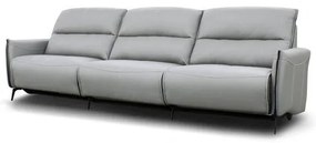 Sofá Austin Reclinável 3 Lugares Couro Cinza Claro Pés Em Aço 367cm - 69531 Sun House