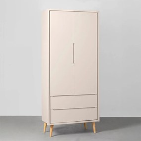 Guarda-Roupa Theo 2 Portas com Pés Retrô Natural - Areia
