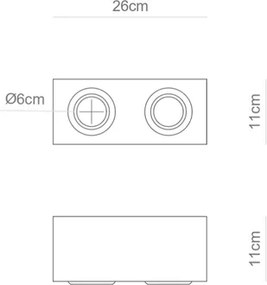 Plafon De Sobrepor Aluminio 11X26cm - BRANCO