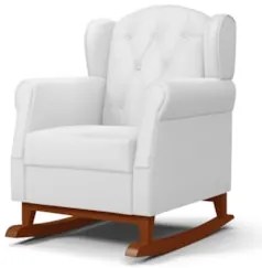 Poltrona de Amamentação Base Madeira Balanço Lucy Z39 Sintético Branco