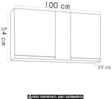 Armário de Cozinha Aéreo 100cm 2 Portas Indiana Cinza Claro - Lumil