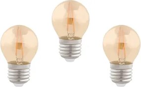 Kit 3 Lâmpadas Bolinha Filamento E-27 2W 127/220V 2400K