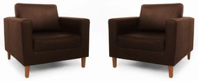 Conjunto 2 Poltrona Decorativa Gabriela Suede Marrom